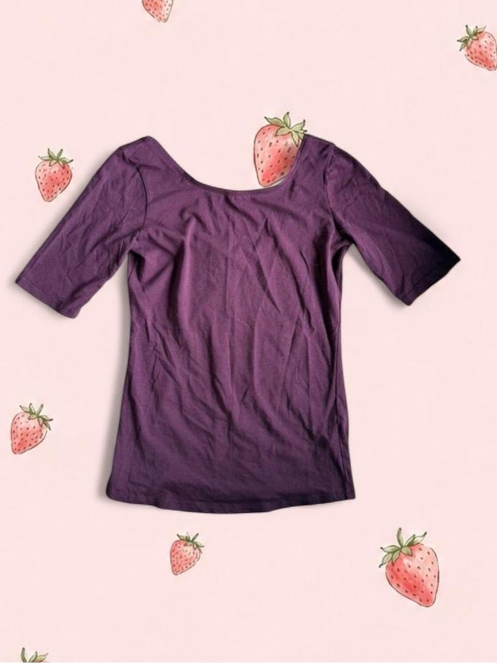 Dynamite Purple Scoop-Neck Short Sleeve Top